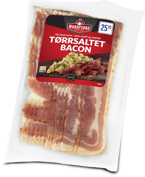 Bilde: © Nordfjord / Kolonial.no Nordfjord Tørrsaltet Bacon uten Svor 110 g