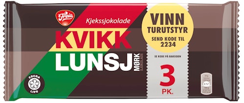 Bilde: © Freia / Kolonial.no Freia Kvikk Lunsj Mørk 3 pk, 141 g