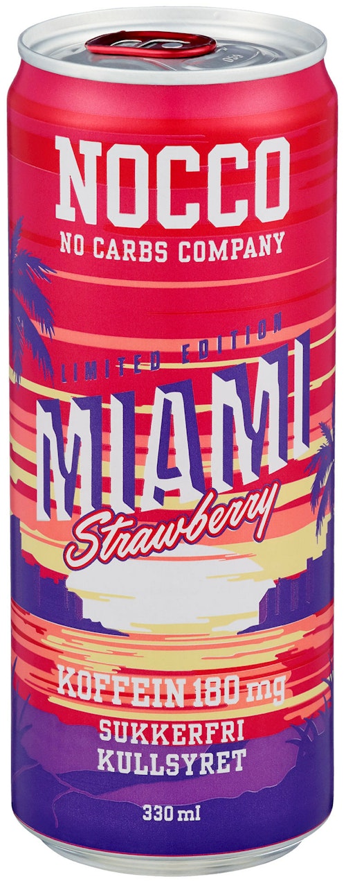 Bilde: © Nocco / Kolonial.no Nocco Miami Strawberry 0,33 l