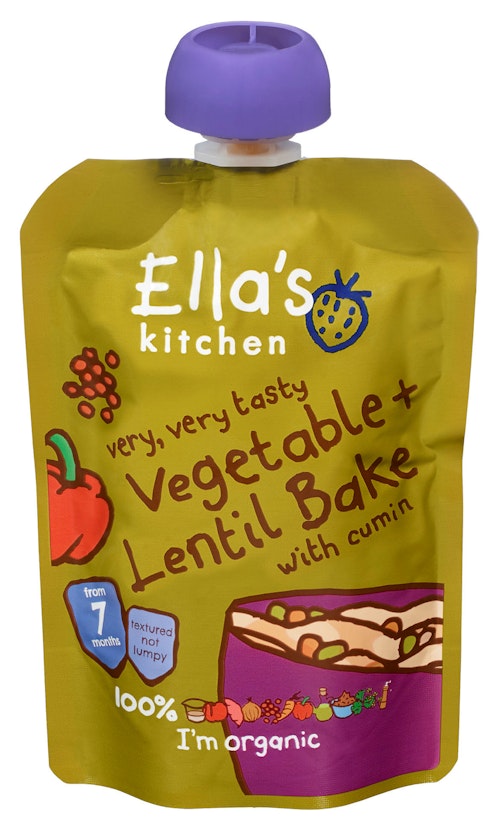 Bilde: © Ella's Kitchen / Kolonial.no Ella's Kitchen Vegetable Lentil Bake Økologisk, Fra 7 mnd, 130 g
