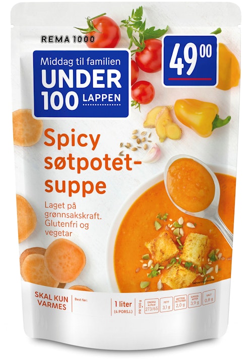 Bilde: © REMA 1000 / Kolonial.no REMA 1000 Spicy Søtpotetsuppe 1 l