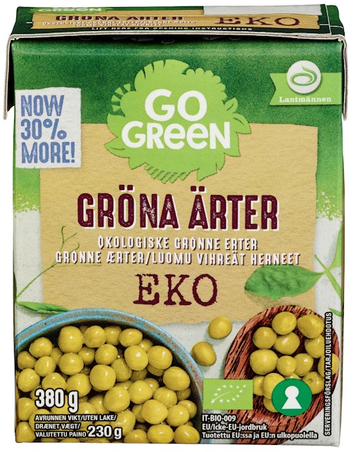 Bilde: © Go Green / Kolonial.no Go Green Erter Grønne 380 g