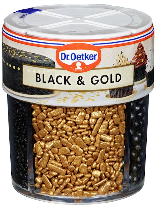 Bilde: © Dr. Oetker / Kolonial.no Dr. Oetker Kakepynt Black & Gold 4 kammer, 83 g
