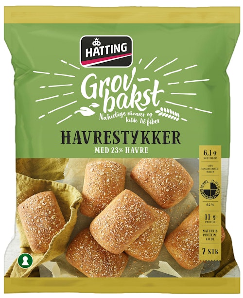 Bilde: © Hatting / Kolonial.no Hatting Havrestykker 7 stk, 455 g
