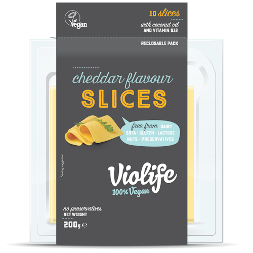 Bilde: © Violife / Kolonial.no Violife Vegetabilsk Ost med Cheddarsmak, Skivet Melkefri, 200 g