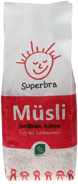Bilde: © Superbra / Kolonial.no Superbra Müsli med Jordbær, Kokos og Kardemomme 400 g