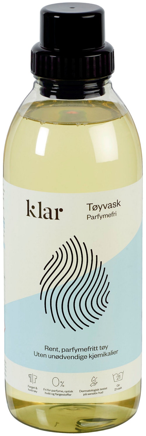 Bilde: © Klar / Kolonial.no Klar Klar Tøyvask Parfymefri 750 ml