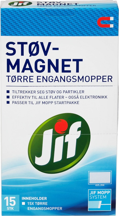 Jif Tørrmopp Støvmagnet Refill, 15 stk