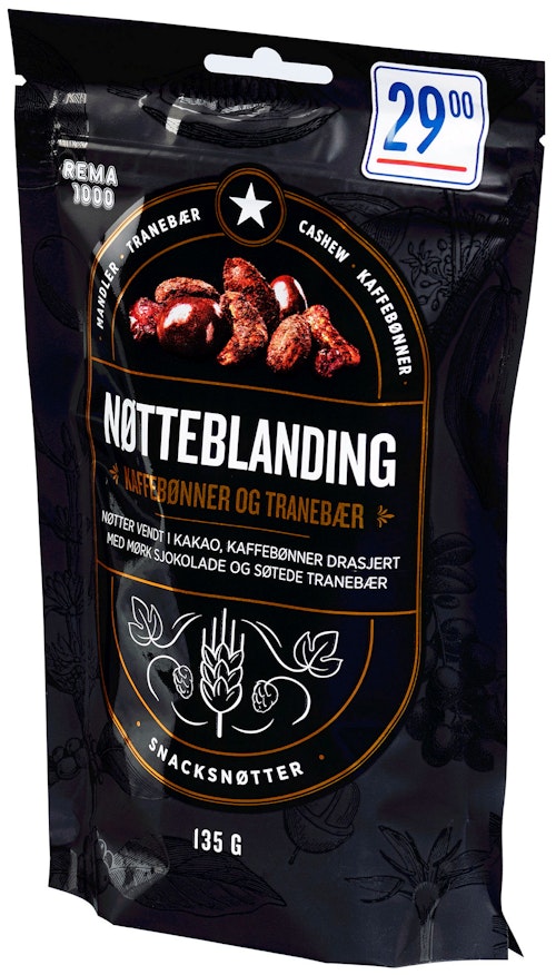 Bilde: © REMA 1000 / Kolonial.no REMA 1000 Nøtteblanding med Kaffebønner 135 g