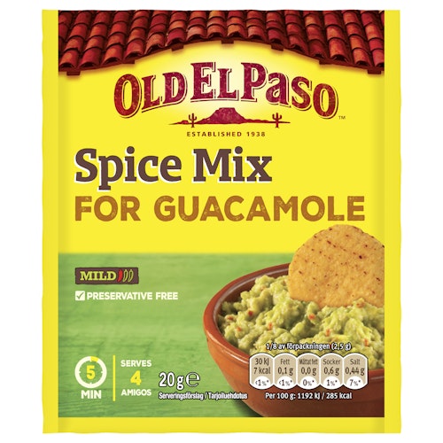 Bilde: © Old El Paso / Kolonial.no Old El Paso Guacamole Spicemix 20 g