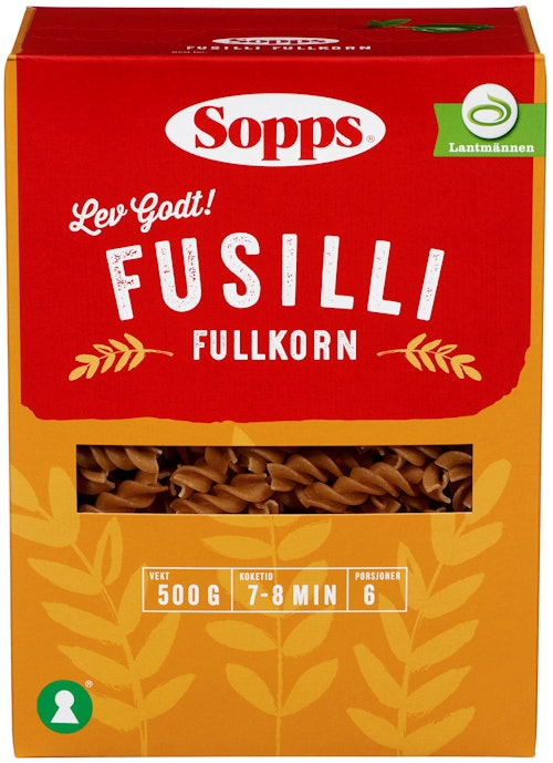 Bilde: © Sopps / Kolonial.no Sopps Fusilli Fullkorn 500 g