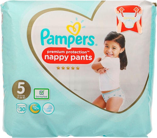 Bilde: © Pampers / Kolonial.no Pampers Bleie Premium Protection Pants S5 12-17kg, 30 stk