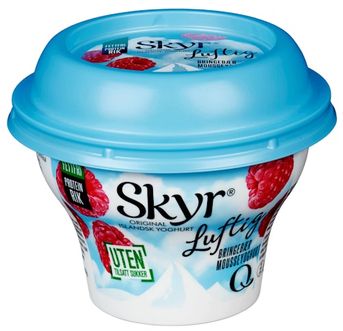 Bilde: © Q-meieriene / Kolonial.no Q-meieriene Q Skyr Luftig Bringebær 130 g