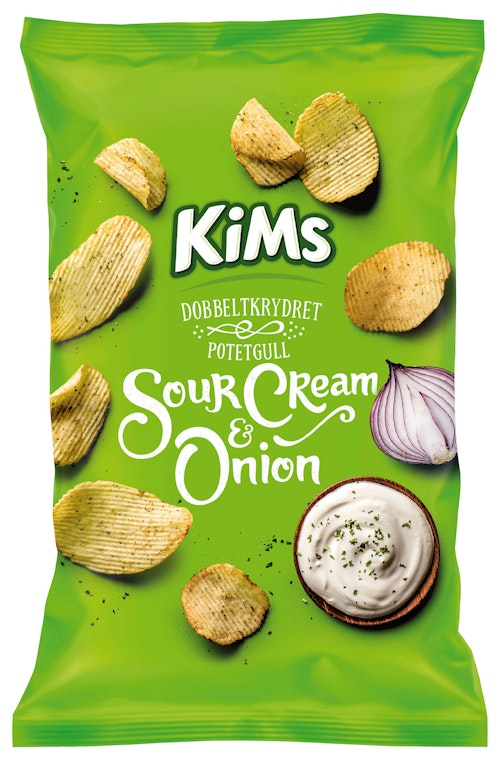 Bilde: © Kims / Oda Kims Potetgull Sourcream & Onion 200 g