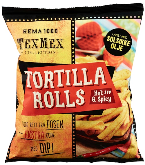 Bilde: © REMA 1000 / Kolonial.no REMA 1000 Tortilla Rolls Hot & Spicy 125 g