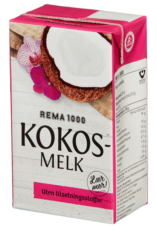 Bilde: © REMA 1000 / Kolonial.no REMA 1000 Kokosmelk 250 ml