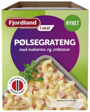 Bilde: © Fjordland / Oda Fjordland Pølsegrateng Med Makaroni og Ostesaus, 350 g
