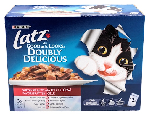 Bilde: © Pussi / Kolonial.no Pussi Doubly Delicious 12 x 100g, 1,2 kg