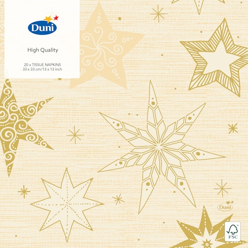 Bilde: © Duni / Oda Duni Servietter Star Stories Cream 3 lag, 33x33cm