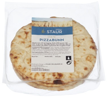 Staur Fjellbakeri Pizzabunn hvete, ca 16 cm 4 stk, 280 g
