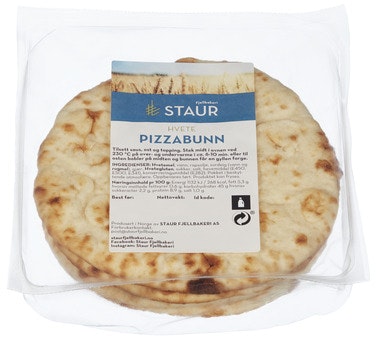 Bilde: © Staur Fjellbakeri / Oda Staur Fjellbakeri Pizzabunn hvete, ca 16 cm 4 stk