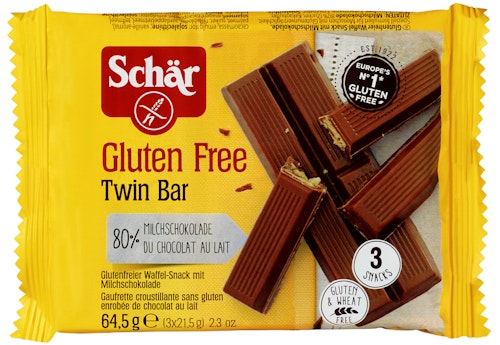 Bilde: © Schär / Oda Schär Twin Bar Sjokoladekjeks Glutenfri, 64,5 g