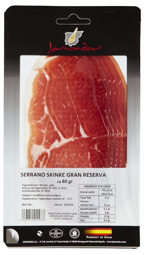 Bilde: © Jamondul / Kolonial.no Jamondul Serrano Gran Reserva 80 g