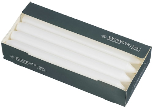 Kronelys Hvit 24 cm, 10 stk