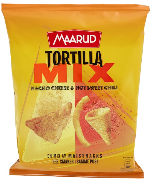 Bilde: © Maarud / Kolonial.no Maarud Tortilla Mix Cheese & Hot Sweet Chili, 185 g