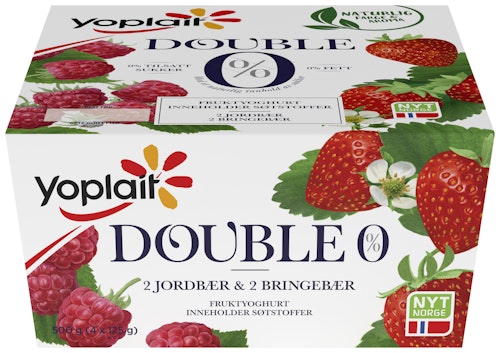 Bilde: © Yoplait / Oda Yoplait Yoplait 00% Jordbær & Bringebær 4x125g, 500 g