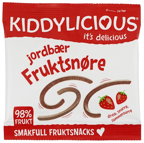Bilde: © Kiddylicious / Kolonial.no Kiddylicious Fruktsnøre Jordbær Fra 12 mnd, 12 g