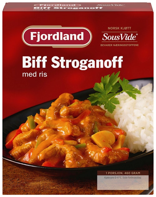 Bilde: © Fjordland / Kolonial.no Fjordland Biff Stroganoff Med Ris 460 g