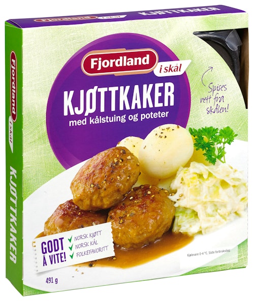Bilde: © Fjordland / Kolonial.no Fjordland Fjordland Kjøttkaker med kålstuing 491 g