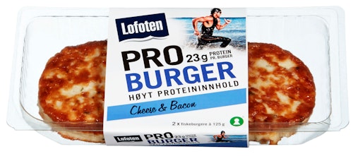 Bilde: © Lofoten / Kolonial.no Lofoten Pro Burger Ost & Bacon 65%, 250 g