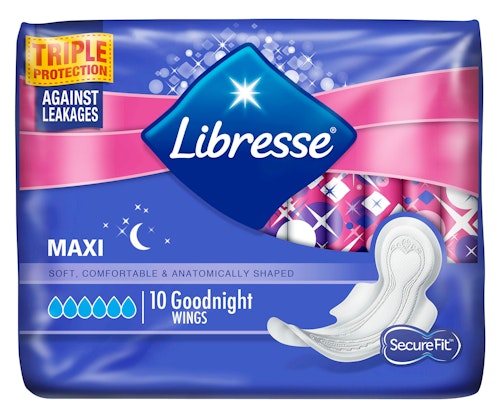 Bilde: © Libresse / Kolonial.no Libresse Libresse Maxi Goodnight Bind Wing, 10 stk