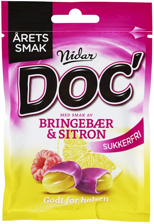 Bilde: © Nidar / Oda Nidar Doc Halslinser Bringebær & Sitron Årets Smak, 50 g
