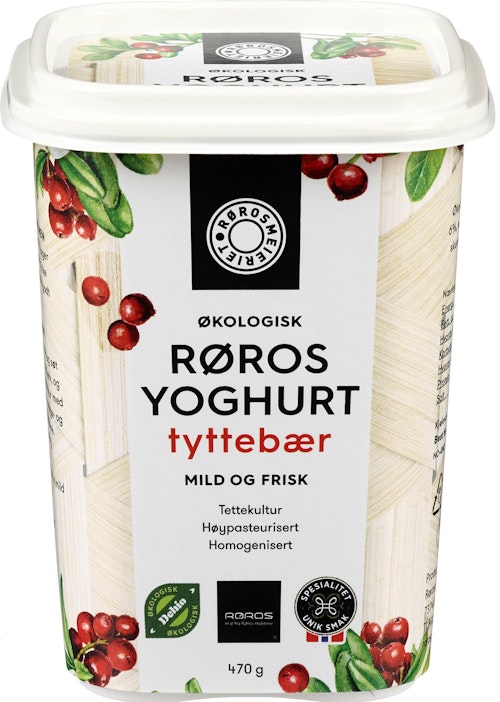 Bilde: © Rørosmeieriet / Kolonial.no Rørosmeieriet Økologisk Yoghurt Med Tyttebær, 450 g