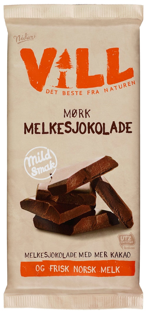 Bilde: © Vill / Kolonial.no Vill Mørk Melkesjokolade 100 g