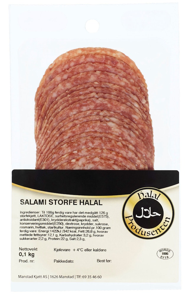 Salami Halal Skivet, 100 g