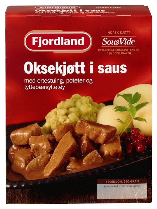 Bilde: © Fjordland / Kolonial.no Fjordland Oksekjøtt i Saus 580 g