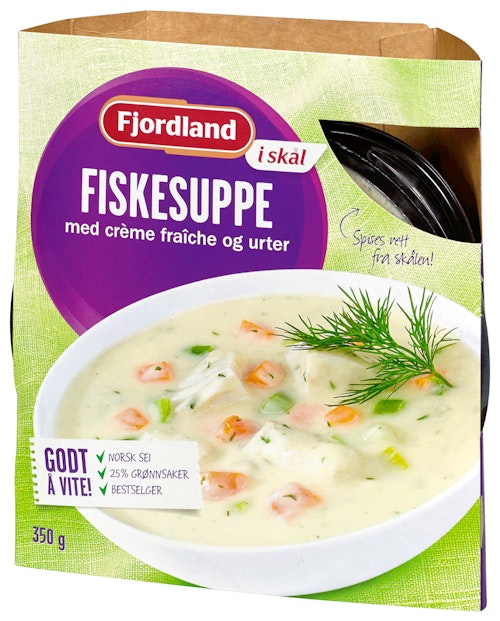 Bilde: © Fjordland / Kolonial.no Fjordland Fiskesuppe med Creme Fraiche & Urter 350 g