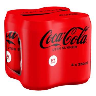 Bilde: © Coca-Cola / Oda Coca-Cola Coca-Cola Uten Sukker 4 x 0,33l, 1,32 l