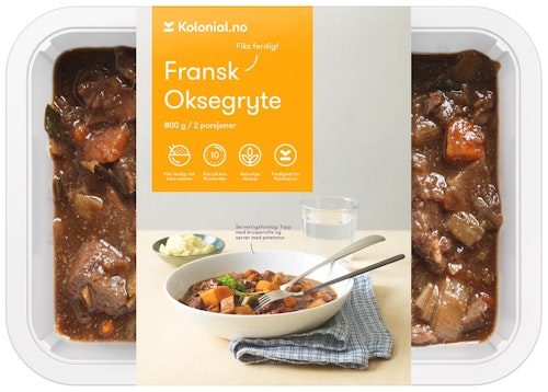 Bilde: © Kolonial.no / Kolonial.no Kolonial.no Fransk Oksegryte Fiks ferdig, 2 Porsjoner, 800 g