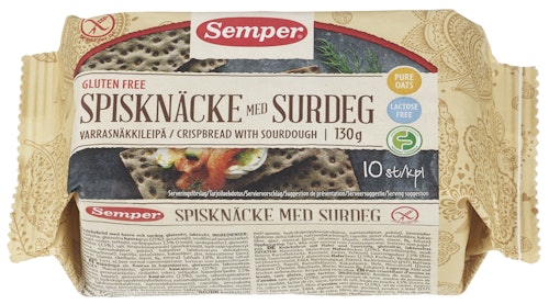 Bilde: © Semper / Kolonial.no Semper Knekkebrød Med Surdeig Glutenfri, 130 g