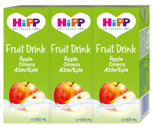 Bilde: © Hipp / Kolonial.no Hipp Fruktdrikk Eple Fra 12 mnd, 3 x 300ml, 600 ml