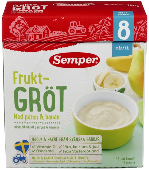 Bilde: © Semper / Oda Semper Fruktgrøt med pære og banan 8 mnd, 480 g