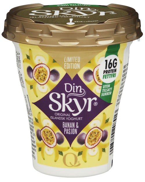 Bilde: © Q-meieriene / Oda Q-meieriene Din Skyr Banan & Pasjonsfrukt 160 g
