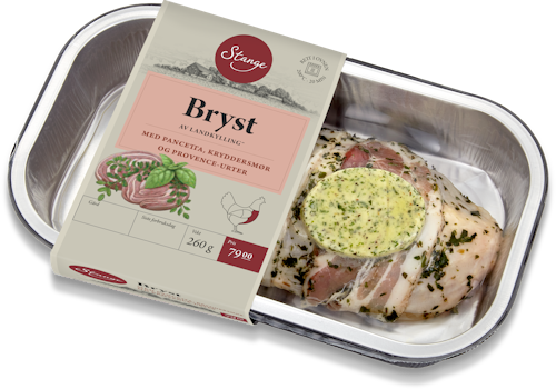 Bilde: © Stanges Gårdsprodukter / Kolonial.no Stanges Gårdsprodukter Kyllingbryst Med Pancetta og Kryddersmør, 260 g