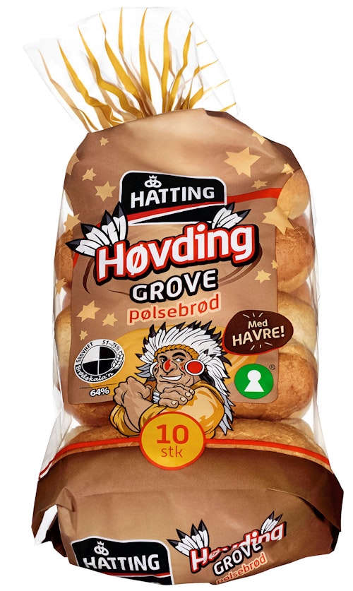 Bilde: © Hatting / Kolonial.no Hatting Grove Pølsebrød 10 stk, 330 g