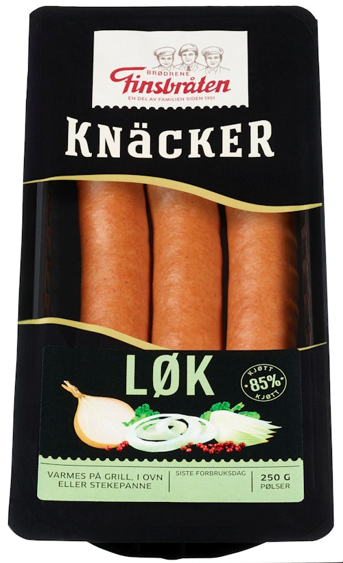 Bilde: © Finsbråten / Kolonial.no Finsbråten Løk-Knacker 250 g